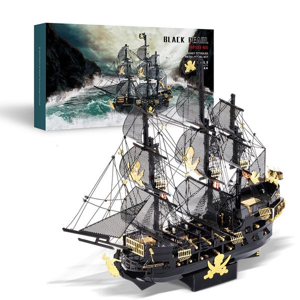 Puzzles 3D Piececool Puzzles en métal 3D The Black Pearl Jigsaw Assembly Model Kits Diy Pirate Ship for Adult Birthday Gifts for Teens 230508