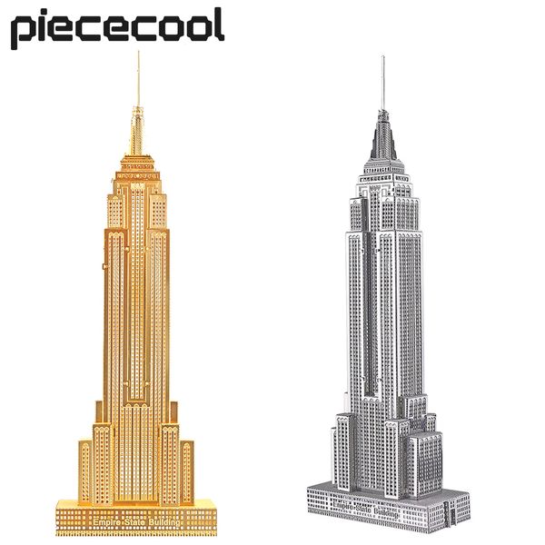 Puzzles 3D Piececool Metal Puzzle Empire State Building Kits Kit de modèle d'assemblage pour adolescents Jouet DIY Jigsaw 230616