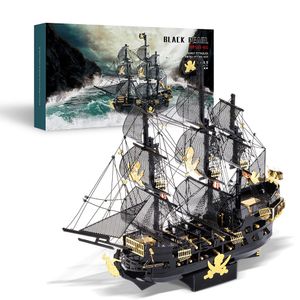 Rompecabezas 3D Piececool Metal The Black Pearl Jigsaw Asamblea Modelo Kits Diy Barco Pirata para adultos Regalos de cumpleaños Adolescentes 230616