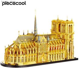 Kits de construcción de modelos 3D Puzzles PiZZles Notre Dame de Paris-Big Tamaño de 24 cm de largo Long Metal Diy Toyes creativos Jigsaw Decoración del hogar Y240415