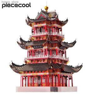 Puzzles Puzzles PileCool Model Building Kits Juyuan Tower 3D Metal Puzzle Assembly Model Kits Jigsaw for Adult Brain Teaser Toys Y240415