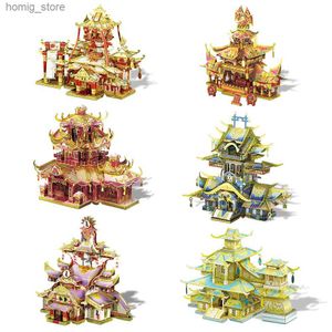 3D Puzzels Piecool Model Bouwkits Chinese traditionele bouwpuzzel 3D Metal Diy Toys Jigsaw Brain Teaser Home Decoratie Y240415