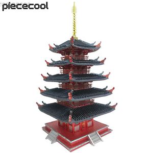 Puzzles 3D Piececool Puzzle 3D métal pagode à cinq étages jeu d'assemblage constructeur jouet modèle Kits de construction Puzzle cadeau pour adolescent 240314