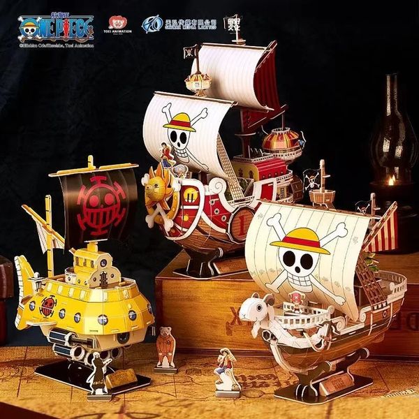 Rompecabezas 3D Puzzle Paper One Going Merry Piece Polortang Thousand Sunny Modelo ensamblado Juego Barco Pirata Juguetes para niños Regalos 231219