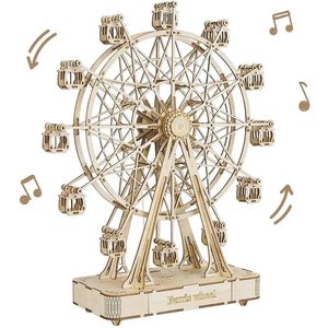 3D Puzzles Robotime DIY Rotatable 3d Wooden Puzzle Music Box Ferris Wheel For Gifts 231130