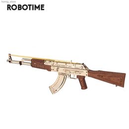 Puzzles 3D RoboTime ROKR Automatic Rifle AK-47 Blocs de pistolet Modèle de bulding kit toys Gift For Children Kids Boys Boys Birthday Gift - LQ901 Y240415