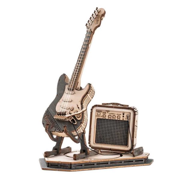 Rompecabezas 3D Robotime ROKR Modelo de guitarra eléctrica Regalo para niños Ensamblaje Juguetes creativos Juego de bloques de construcción Rompecabezas de madera 3D - TG605K Z0907