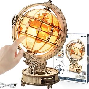 3D Puzzles Robotime Rokr Luminous Wooden Globe 3D Puzzle Game Assembly Model Building Kit Kinder speelgoed TOET Volwassen Home Decoratie geschenken 230427