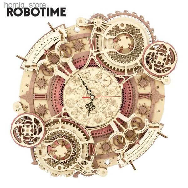 Puzzles 3D RoboTime Rokr Time Art Zodiac Wall Clock 3D Wooden Puzzle Games Modèles Building Kits Toys for Children Kids LC Y240415