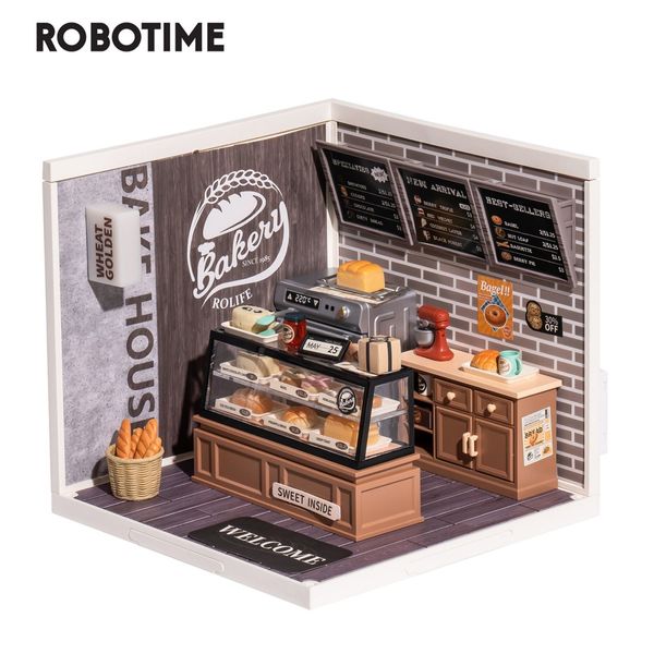 Puzzles 3D Robotime Rolife Puzzle 3D Super Créateur Blé Doré Boulangerie Plastique DIY Maison Miniature Kit 230617