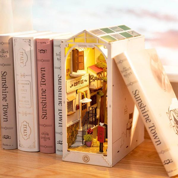 Puzzles 3D Robotime Rolife DIY Book Nook Mini maison de poupée en bois pour meubles d'insertion de bibliothèque 230329