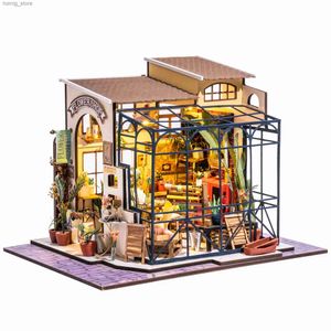 3d puzzels robotime Rolife diy houten poppenhuis Emilys bloemenwinkel miniatuur poppenhuis speelgoed voor kinderen vrouwen - dg145 y240415