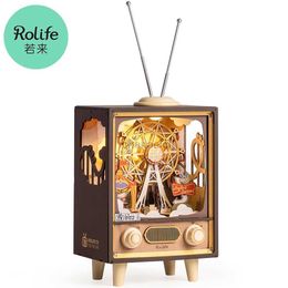 Puzzles 3D Rolife Sunset Carnie 3D Boîte de musique en bois kit de construction en bois Duy Night Light Desk Gift For Men Women Hobby 240419