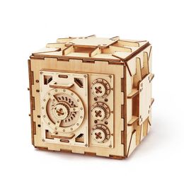 Puzzles 3D Coffre-fort Trésor En Bois Modèle Casier Kit DIY Tirelire Mécanique Puzzle Casse-tête Projets Pour Adultes Et Adolescents 230616