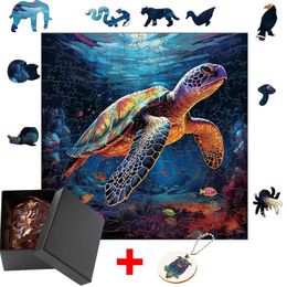Puzzle 3D Puzzle en bois de tortue de mer pour adultes Kids Brain Trainer DIY Crafts Famille Interactive Game Family Game With Hell Difficulty 240419