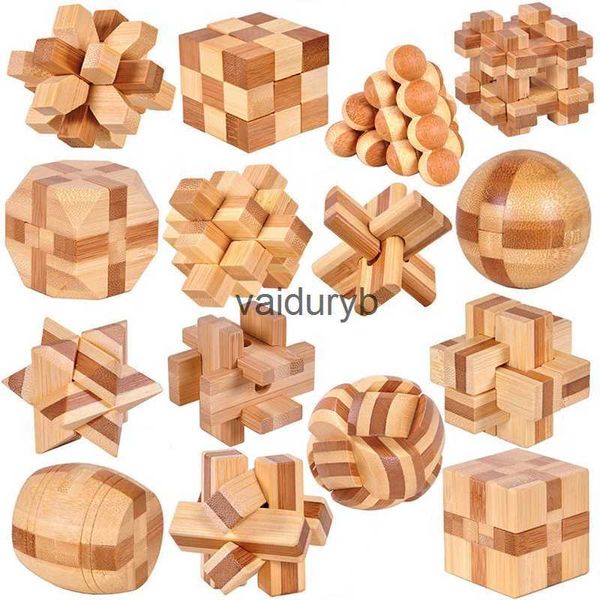 Rompecabezas 3D Pequeño Lu Ban Lock IQ Brain Teaser Juguete educativo para niños ldren Wooden Kong Ming Desbloquear juguetes Adultos Montessori 3D Puzzle Gamevaiduryb