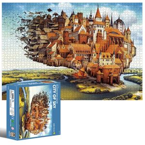 Rompecabezas 3D rompecabezas de forma especial 2000 piezas de la marca de alta calidad Ciudad de Sky imposible desafío jigsaw brain juego de juego 231219