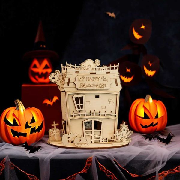 3D ROUZZOS TADA 3D Halloween Zombie House Decoración Party Diy Modelo de madera Modelo de ensamblaje Juego para niños Regalo Y240415