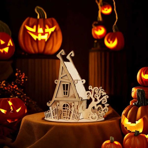 3D Rompecabezas Tada Witchs 3d House Rompecabezas de madera Halloween Decoración de la fiesta del regalo Modelo mecánico Modelo para niños Adultos Y240415