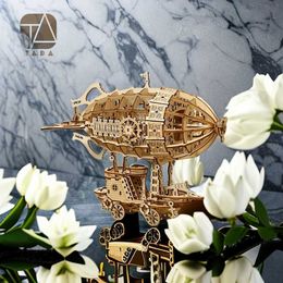 3D Puzzles Tada Creative Airship Model Diy 3D HOUTEN PUZZE Building Block Kits Assembly Toy Birthday Cadeau voor kinderen Volwassen Home Decor 240419