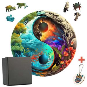 Puzzles 3D Tai Chi Yin Yang Puzzle en bois Ocean and Forest Puzzle Toys Home Decoration Paint Holiday Gifts Stress Relief Toys 240419