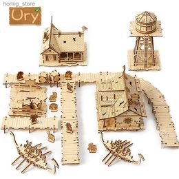 3d puzzels ury 3D houten puzzel stad Viking visser wharf dorp handgemaakte assemblage huismodel diy speelgoeddecoratie kerstcadeau voor kind y240415