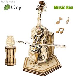 Puzzles 3D Ury 3D Puzzle en bois rétro Musique violon Instrument de musique diy Assemblée Assemblée Rythme Appareil modèle Toy Creative Gift For Girls Y240415