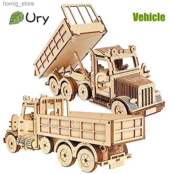 Puzzles 3D Ury 3d en bois de camion de camion de sport voiture hors route déchargement de véhicules rétro mobiles Modèle de décoration diy cadeau pour les enfants y240415