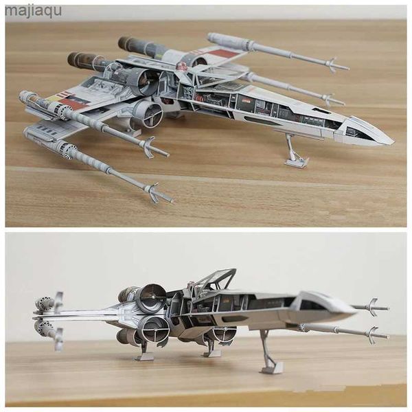 Rompecabezas 3D Wars Incom T-65 X-wing Star avión de combate Kit de modelo de papel artesanal Rompecabezas de juguete hechos a mano Battlestar Galactica DIY Fancy Garage