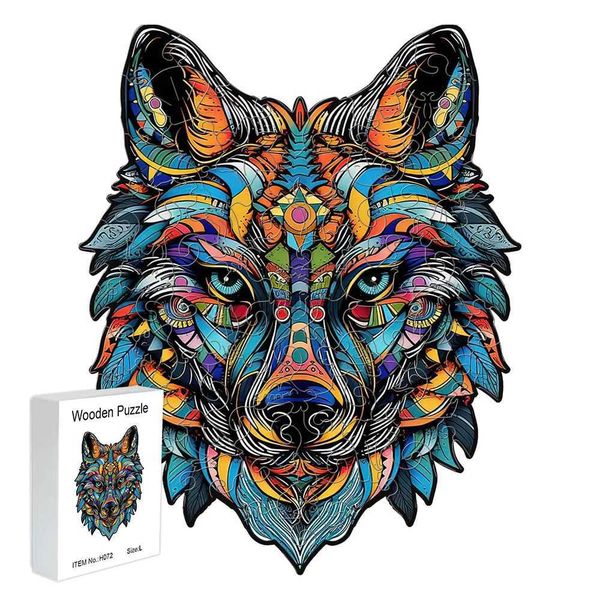 Puzzle 3D Puzzle en bois animal wolf 3d décor pour la maison personnalisée pour les hommes et les femmes adultes Stress Relief Holiday Interactive Toys 240419