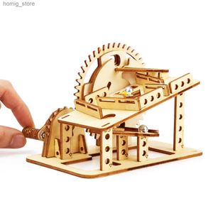 Puzzle 3D Puzzle en bois 3D Marble Run Puzzle Game avec labyrinthe en fer et pistes mécaniques du modèle de construction de bricolage pour Teen Adult Construction Y240415