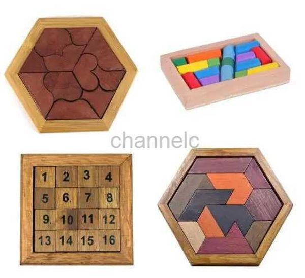 Puzzles 3D Puzzle de planche en bois pour enfants éducatifs mathématiques Tangram Puzzles jeu Toys for Adults Enfants 240419