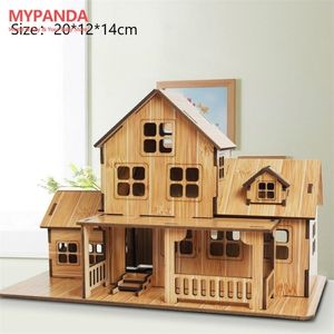 3D Puzzles Wooden Jigsaw Architecture Diy House Villa Kids Boys Girls Educational Paper 230407