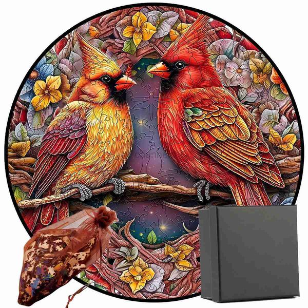 Puzzle 3D Puzzle en bois pour dessin de dessin pour deux birds Puzzle Board Game Game School et adultes Cadeaux de Noël intéressants Toys 240419