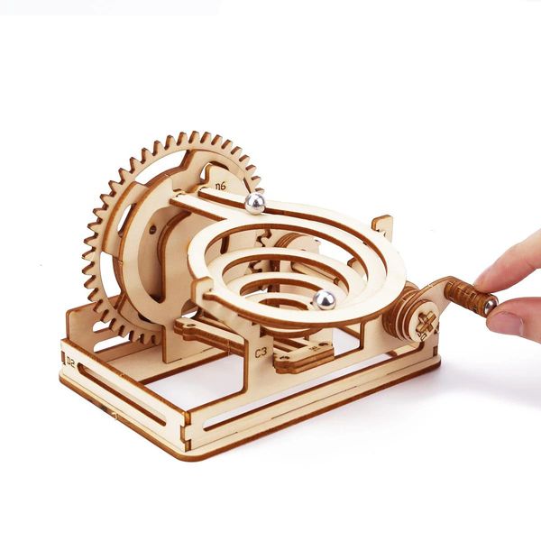 Puzzles 3D en bois marbre course Puzzle jouets enfants boule de fer assemblage de piste mécanique modèle de Construction pour construire bricolage Montessori Puzzle 231219