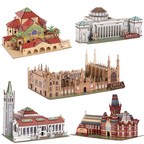 Puzzles 3D Puzzle en bois célèbre Université de Stanford de Cambridge MIT modèle de construction Puzzle jouets éducatifs pour enfants enfants 230626