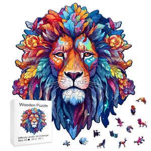 Puzzle 3D Puzzle Model Assembly Treat Dimensionnel Dimensional Animal Animal Lion Pattern Wooden Puzzle Discompression Hand Asses 240419