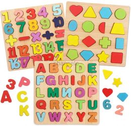 Puzzles 3D Puzzles en bois pour les tout-petits Montessori Baby Learning Alphabet Number Shape Toys Kids Kids Matching Board Board Game 240419