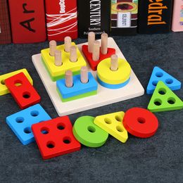 3D Puzzles Wooden Stacking Toys for Toddlers Montessori Materials Geometry Puzzle Educational Toys For Baby Sorting Nesting Toy LJ201113