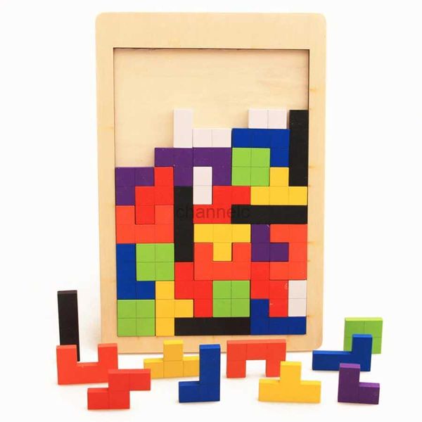 Puzzle 3D Puzzle en bois Tetris Bloc de construction intellectuelle du jeu de puzzle en bois en bois jeu de puzzle 240419