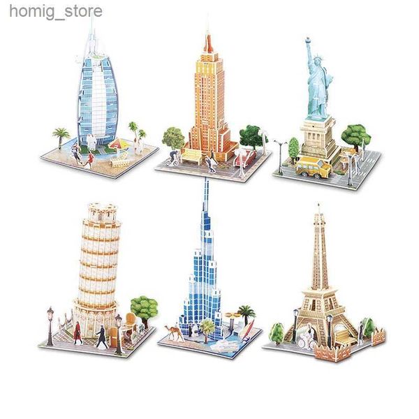 Puzzles 3D Architecture mondiale Papier 3D Puzzle Jigsaw Small Model Famous Landscape Développement intellectuel ATTRACTIONS DIY TOYS FOR KIDS Y240415