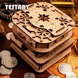 3D-puzzels YESTARY 3D houten puzzelspeelgoed Bordspellen Brain Teaser Hoge moeilijkheidsgraad Mysterieuze doos Legpuzzelspeelgoed voor volwassenen Kinderen Cadeau 240314