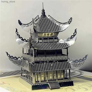 3D Puzzles Yueyang Tower 3d Diy Metal Jigsaw Puzzle Creative Childrens Educatief speelgoed Y240415