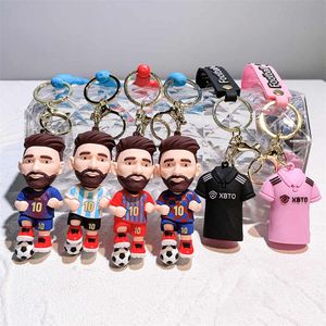 3D PVC sleutelhanger voetbalster pop voetbalster sleutelhangers Miami Jersey hanger sleutelhangers