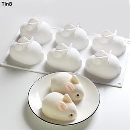 Molde de silicona 3D de conejo de Pascua para Mousse, molde para postres, herramientas de decoración de pasteles, gelatina para hornear dulces, molde para helado de Chocolate 210225265O