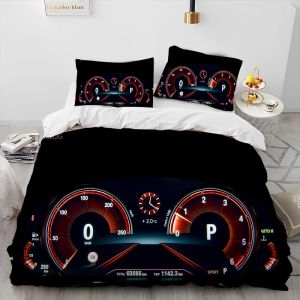 Ensemble de literie de couette de tableau de bord 3D Racing Car Toard Counter, couette à couette ensemble de lit de courtepointe, taie d'oreiller King Queen Size Liting Enfant adulte