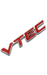 Logo 3D rouge VTEC en métal, emblème de style de voiture, insigne de carrosserie en alliage de Zinc, autocollant pour Honda Civic Accord Odyssey Spirior Fit CRV SUV5292677
