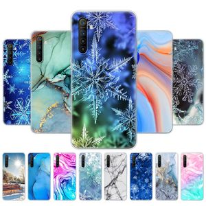 Pour Realme X2 étui 6.4 pouces souple coque arrière en TPU OPPO silicone pare-chocs marbre flocon de neige hiver noël