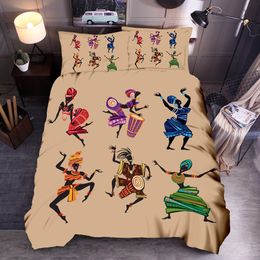 3D rétro exotique africaine Tribal Women Couvrette de couette avec couvercle d'oreiller Ensemble de literie Single Queen King All Size Lit Set Home Textiles
