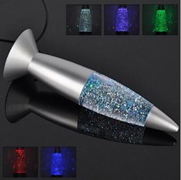 3D Rocket Multi Color que cambia la lámpara de lava RGB LED Glitter Party Mood Night Light Regalo de Navidad Lámpara de noche junto a la cama